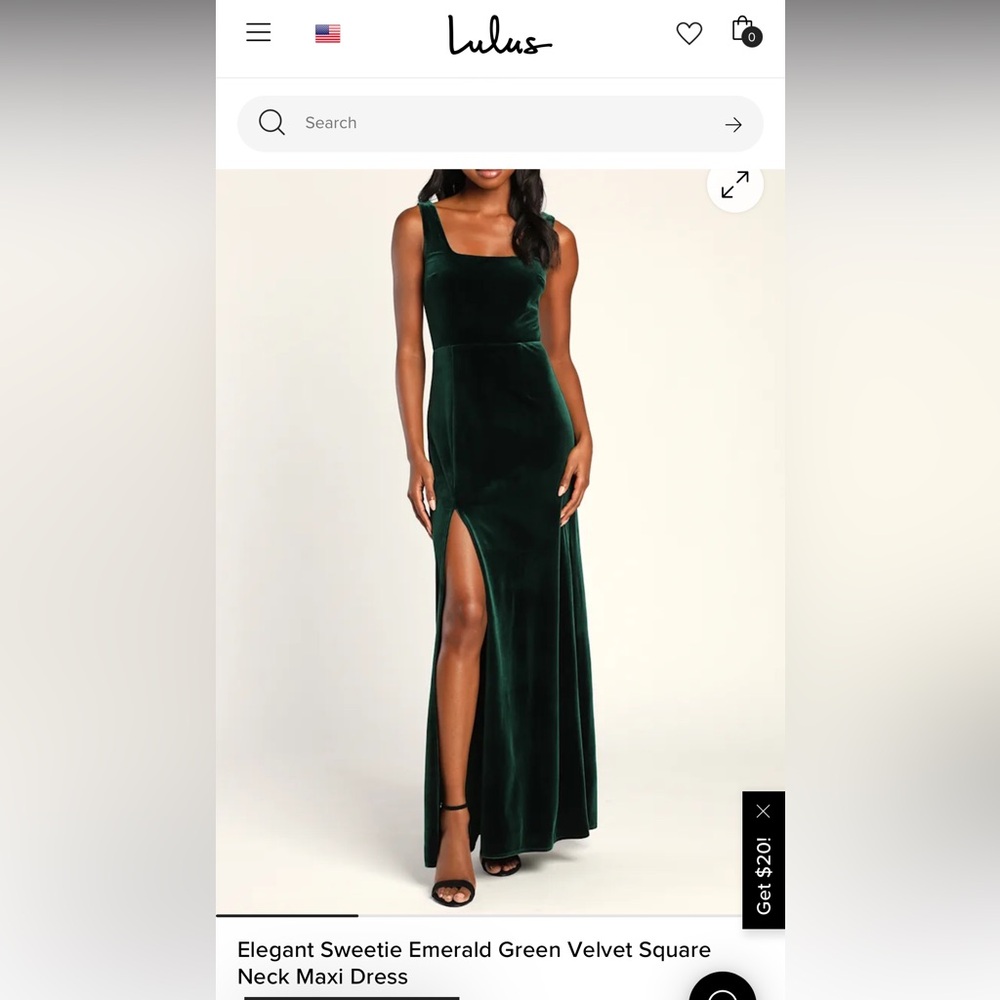 Elegant Sweetie Emerald Green Velvet Square Neck Maxi Dress